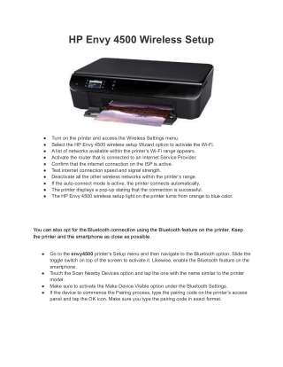 HP Envy 4500 Wireless Setup