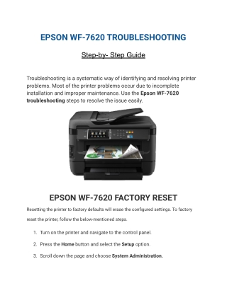 Resolve Your Problem Using Epson WF-7620 Troubleshooting Steps