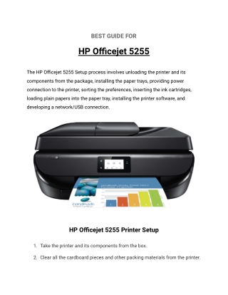 Avail HP Officejet 5255 Setup | Driver and Manual Download