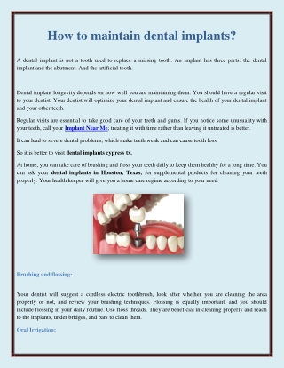 How to maintain dental implants?