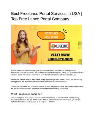 Best Freelance Portal Services in USA  Top Free Lance Portal Company