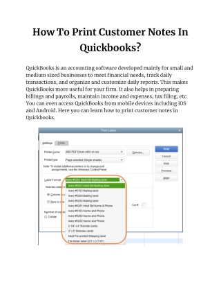 How To Print Customer Notes In Quickbooks? | Easy Steps