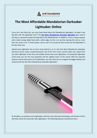 The Most Affordable Mandalorian Darksaber Lightsaber Online