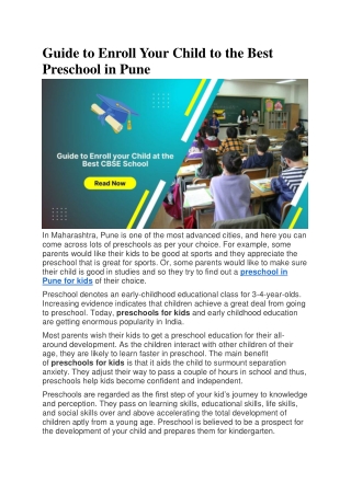 Guide to Enroll Your Child to the Best Preschool in Pune