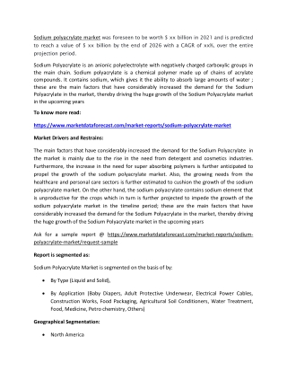 Sodium Polyacrylate Market