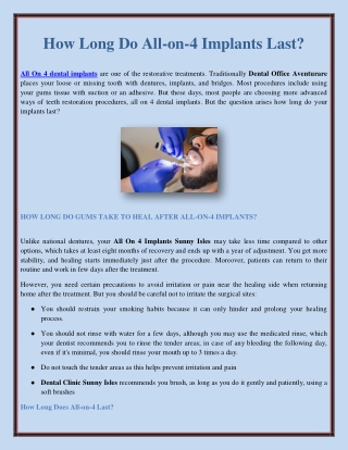 How Long Do All-on-4 Implants Last?
