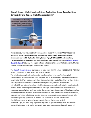 Global Aircraft Sensors Market Research Report 2022-2027