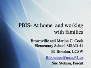 PBIS- At home and working with families