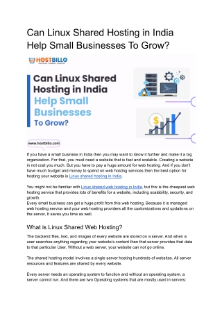 Can Linux Shared Hosting in India Help Small Businesses To Grow?