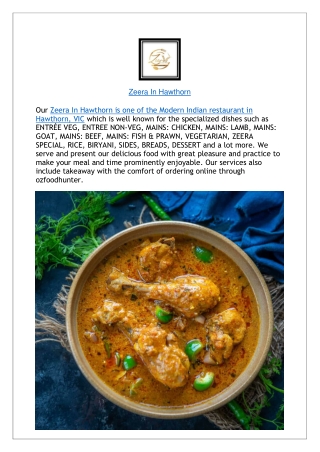 Up to 10% off - Zeera In Hawthorn Takeaway - Order Now