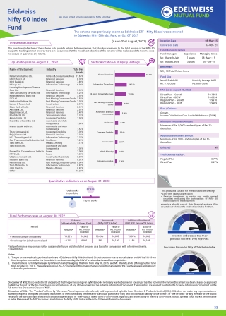 Edelweiss ETF Nifty 50 Index Fund Factsheet