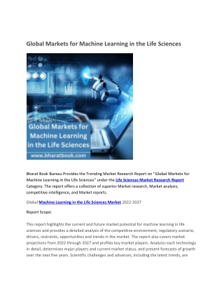 Global Markets for Machine Learning in the Life Sciences