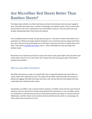 Are Microfiber Bed Sheets Better Than Bamboo Sheets?