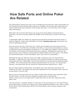 How Safe Ports and Online Poker Are Related