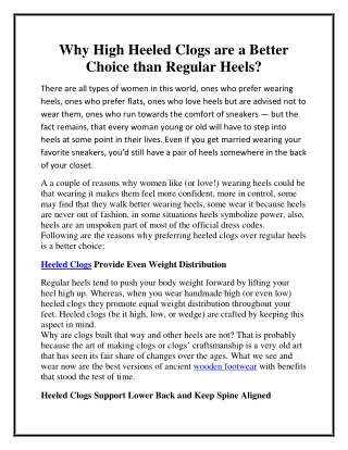 Why High Heeled Clogs are a Better Choice than Regular Heels?