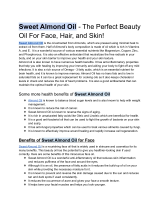 Sweet Almond Oil - The Perfect Beauty Oil For Face, Hair, and Skin