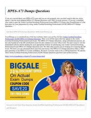HPE6-A73 Dumps Questions