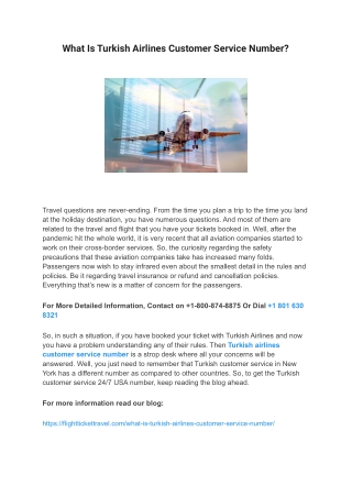 What Is Turkish Airlines Customer Service Number?