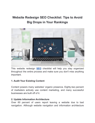 Website Redesign SEO Checklist_ Tips to Avoid Big Drops in Your Rankings