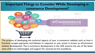 Important Things to Consider While Developing e-commerce Development