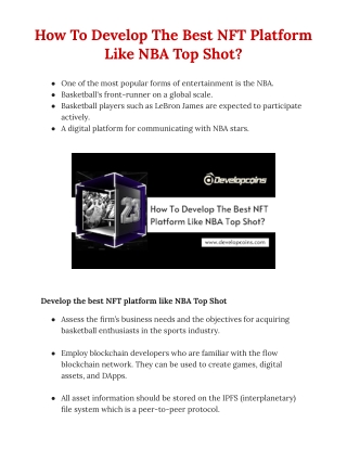 NBA Top Shot NFT Marketplace Development - Developcoins