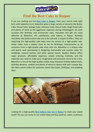 Find the Best Cake in Raipur