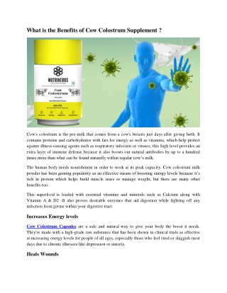 What is the Benefits of Cow Colostrum Supplement