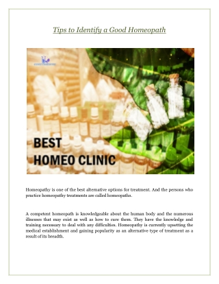 Tips to Identify a Good Homeopath