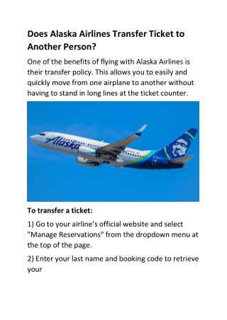 Does Alaska Airlines Transfer Ticket to Another Person
