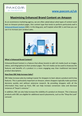 Maximising Enhanced Brand Content on Amazon