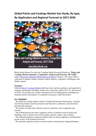 Global Paints and Coatings Market Research Report 2017-2026