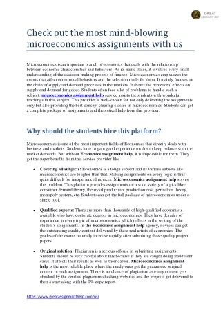 Check out the most mind-blowing microeconomics assignments with us