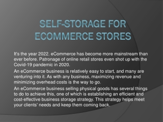 Self-Storage for eCommerce Stores-Vachistorage
