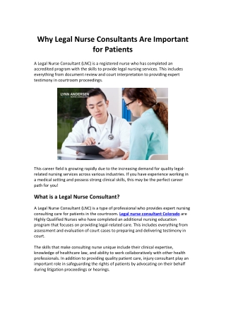 Why Legal Nurse Consultants Are Important for Patients