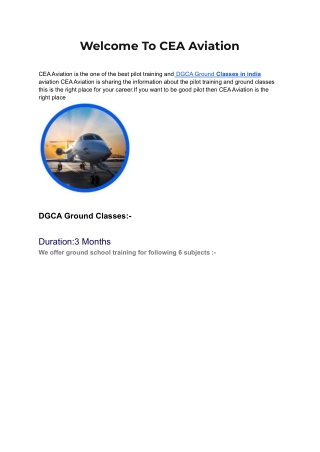 DGCA Ground Classes in india