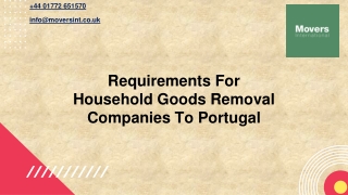 Requirements For Household Goods Removal Companies To Portugal