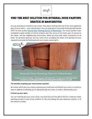 Find the Best Solution for Internal Door Painting Service in Manchester