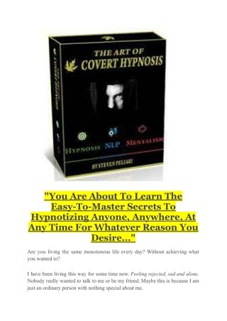 The art of covert hypnosis