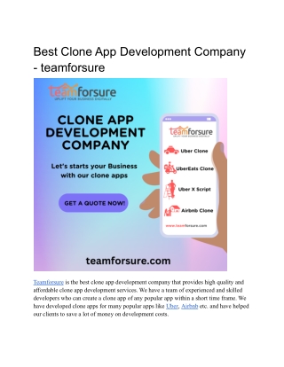 Best Clone App Development Company - Teamforsure