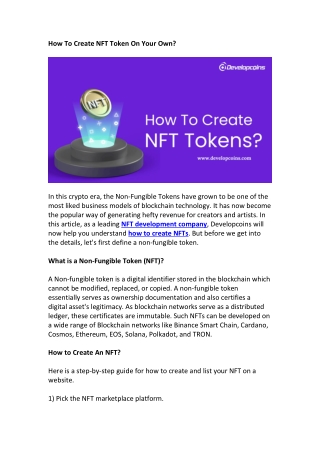 Create NFT Tokens