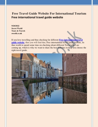 Free Travel Guide Website For International Tourism