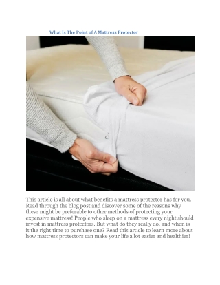 What Is The Point of A Mattress Protector( 29-09-2022) 34338328,