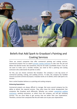 Beliefs that Add Spark to Graydaze's Painting and Coating Services
