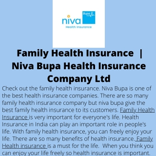 _Family Health Insurance   Niva Bupa Health Insurance Company Ltd