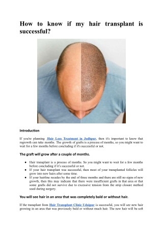 How to know if my hair transplant is successful