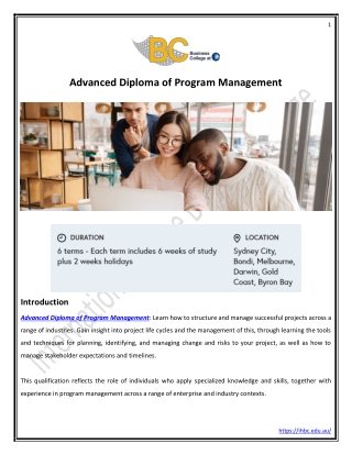 Advanced Diploma of Program Management