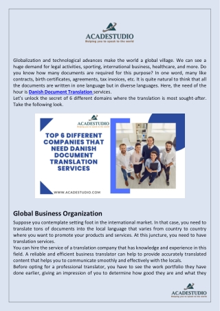 Top 6 Different Companies that need Danish translation