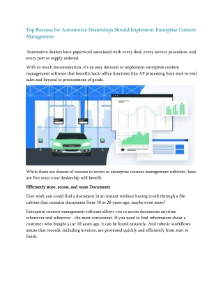 Top Reasons for Automotive Dealerships Should Implement Enterprise Content Management