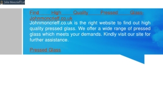 Find High Quality Pressed Glass- Johnmoncrieff.co.uk