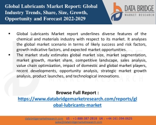 Global Lubricants Market Insights 2022: Trends, Size, CAGR, Growth Analysis